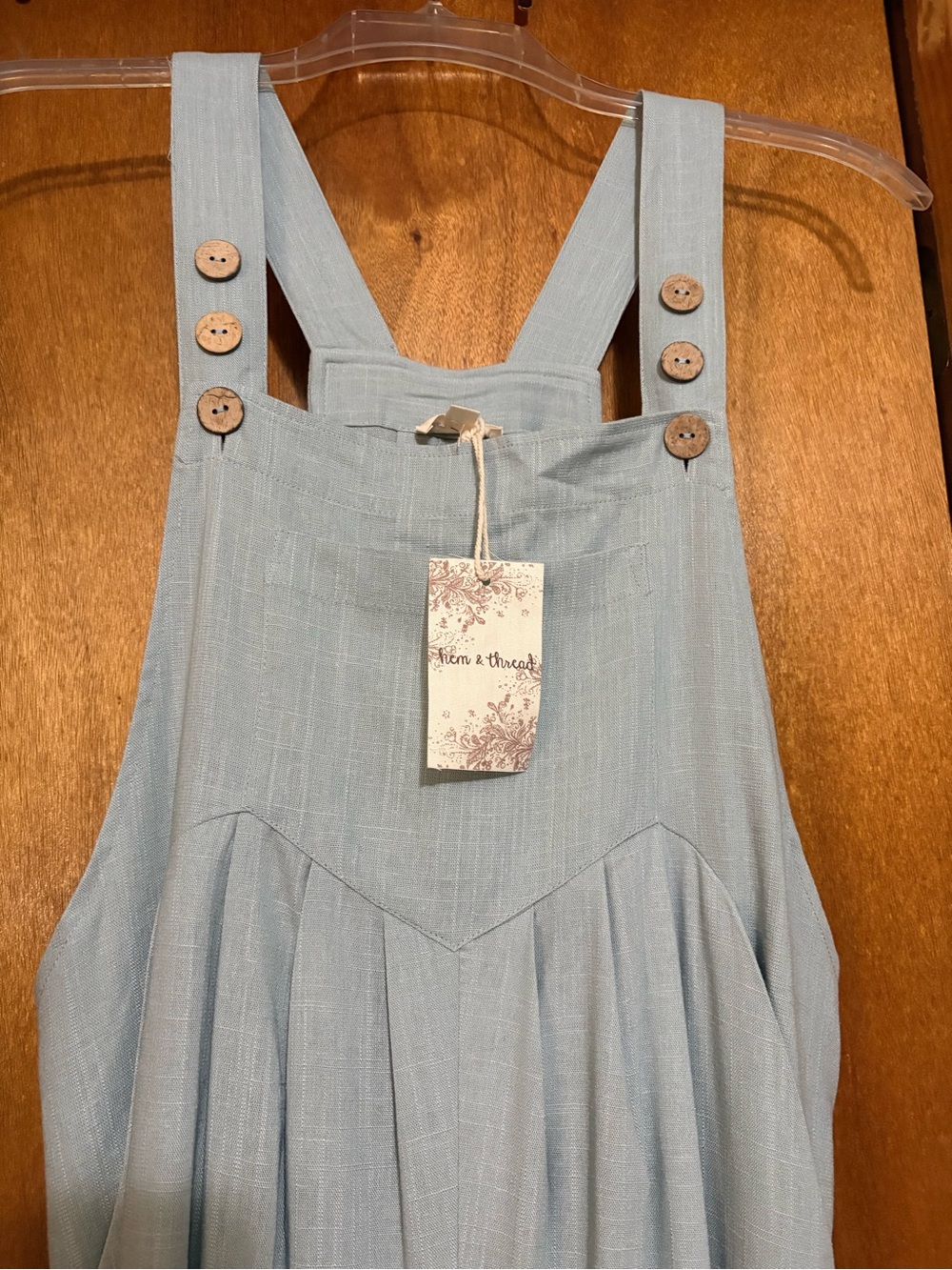 Light Blue Romper with Button Straps
